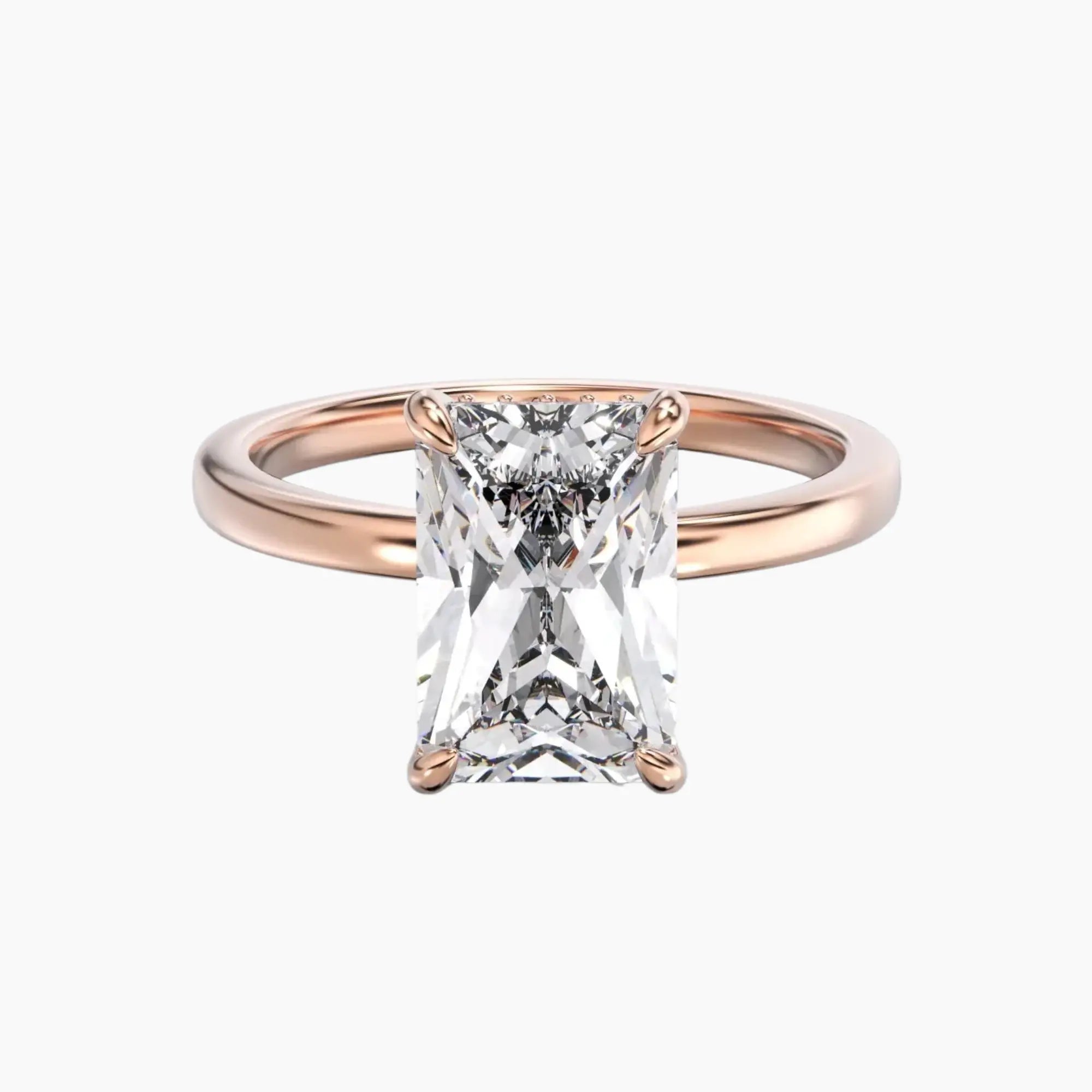 Beryl Radiant Hidden Halo Diamond Ring Setting in 14K Yellow Gold