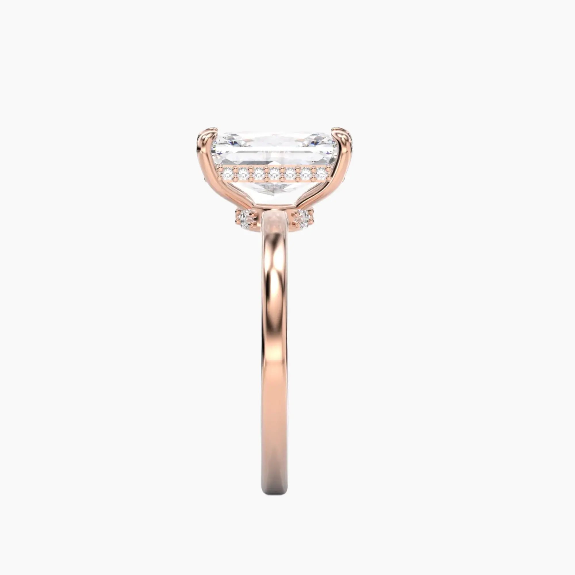 Beryl Radiant Hidden Halo 1 Carat Lab Grown Diamond Engagement Ring in 18K Yellow Gold