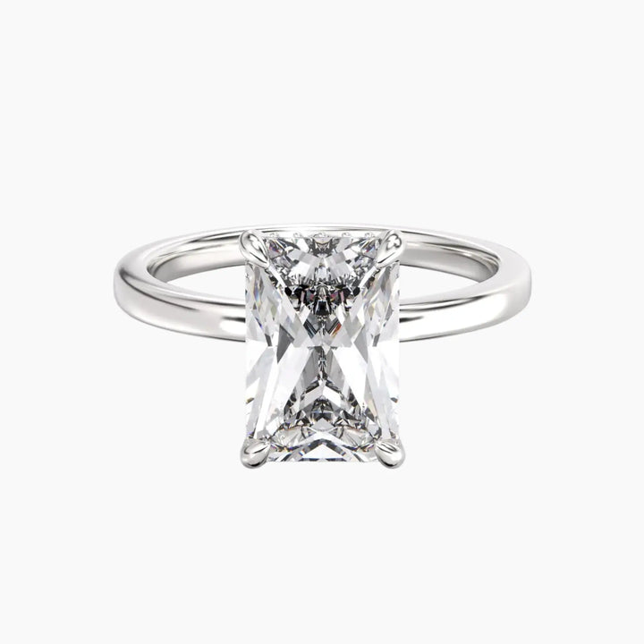 Beryl Radiant Hidden Halo 1.5 Carat Lab Grown Diamond Engagement Ring in 14K White Gold