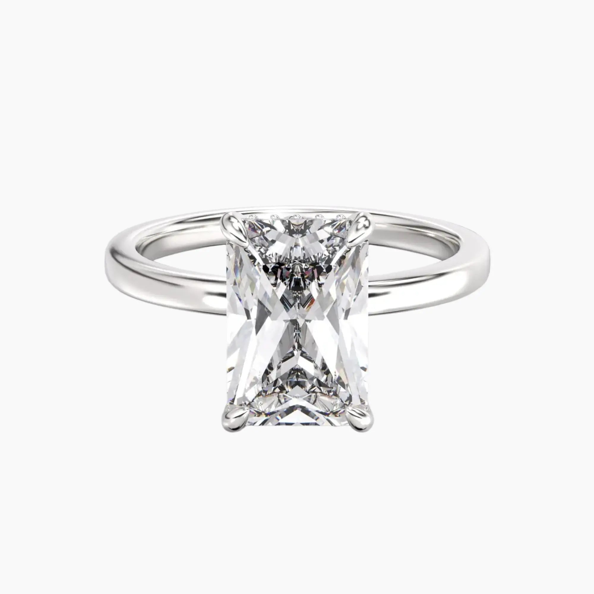 Beryl Radiant Hidden Halo 2 Carat Lab Grown Diamond Engagement Ring in 14K White Gold