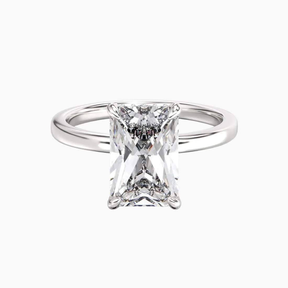 Beryl Radiant Hidden Halo Diamond Ring Setting in 14K Rose Gold