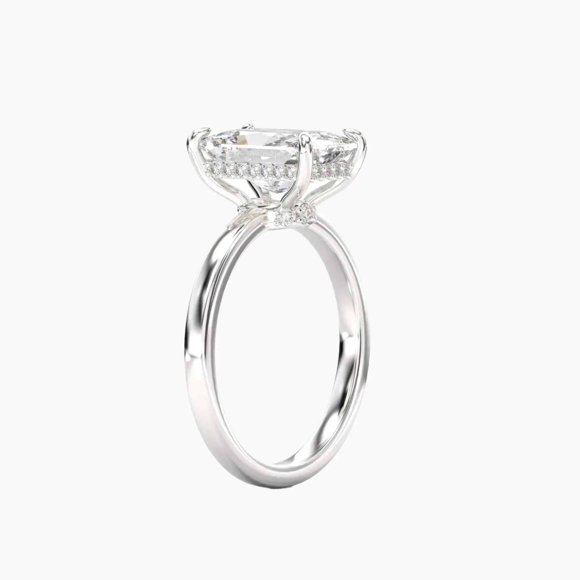 Beryl Radiant Hidden Halo 3 Carat Lab Grown Diamond Engagement Ring in 18K White Gold