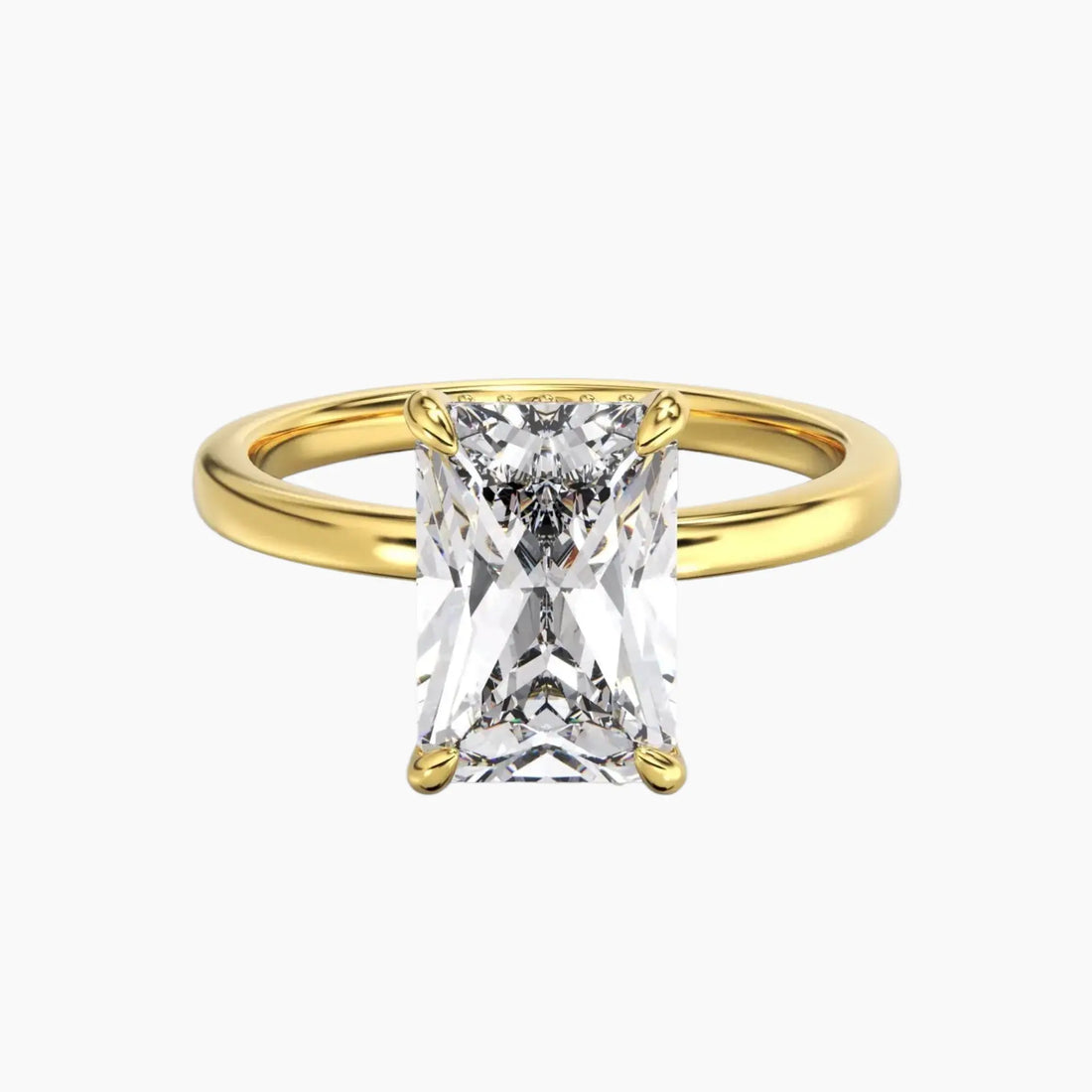 Beryl Radiant Hidden Halo 2.5 Carat Lab Grown Diamond Engagement Ring in 18K Yellow Gold