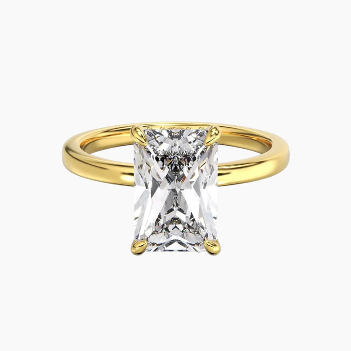 Beryl Radiant Hidden Halo 1 Carat Lab Grown Diamond Engagement Ring in 18K Yellow Gold