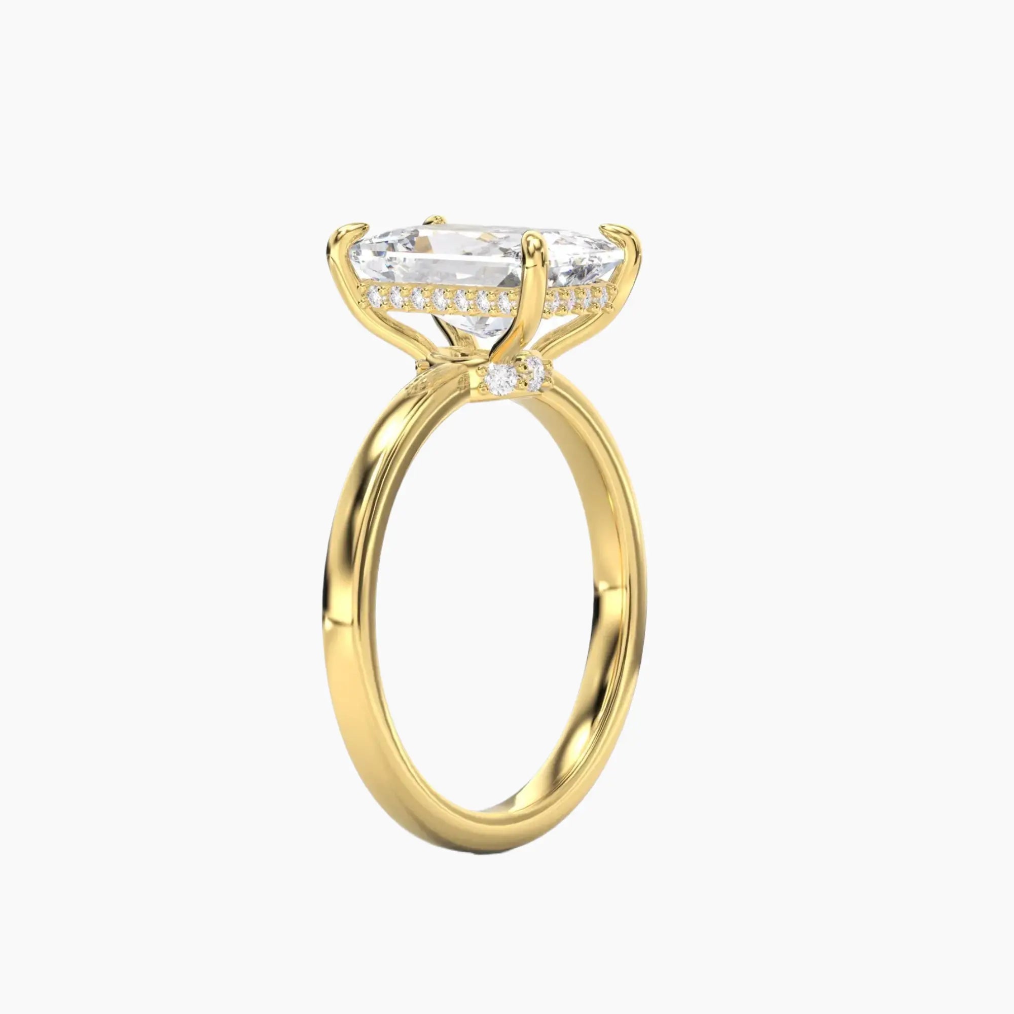 Beryl Radiant Hidden Halo 1 Carat Lab Grown Diamond Engagement Ring in 18K White Gold