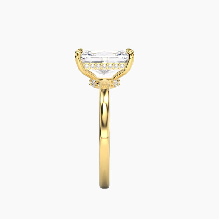 Beryl Radiant Hidden Halo 3 Carat Lab Grown Diamond Engagement Ring in 14K Rose Gold