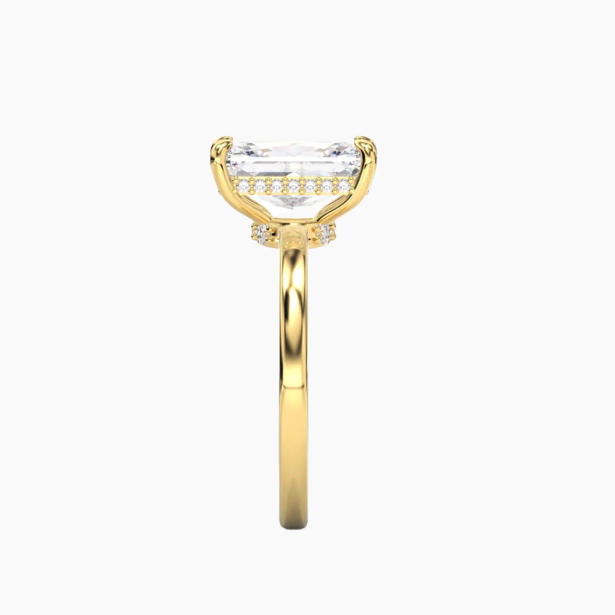 Beryl Radiant Hidden Halo 3 Carat Lab Grown Diamond Engagement Ring in 14K Yellow Gold